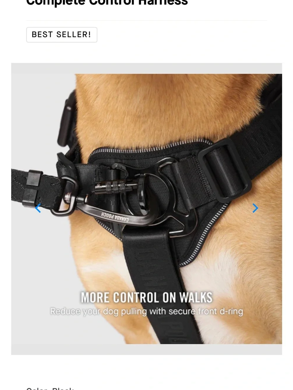 Canada Pooch LTD XXL Complete Control Dog Harness - Black